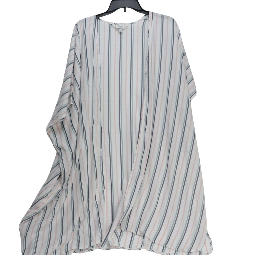 Jenni Intimates Kimono Wrap Womens OS White Coastal Stripe New NWT 100056818